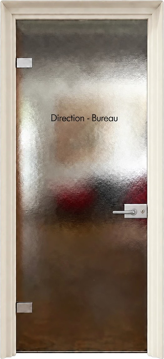 Glass door marked “Direction - Bureau”